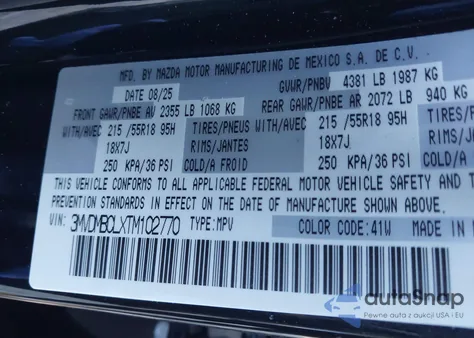 2026 Mazda Cx-30 2.5 S Preferred z USA, uszkodzony, nr VIN 3MVDMBCLXTM102770